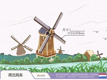 2017 Nové DIY 3D Dřevěné Puzzle Holland Windmill Model Stavebnice pro Děti