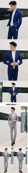 2019 svatební obleky Bunda Formální Šaty, Pánské Oblek Set mužů, ležérní svatební obleky ženich korejské Slim Fit custom-made obleky