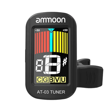 Ammoon V-03 Clip-on Electric Guitar Tuner LCD Displej Otočný Univerzální Tuner pro Kytaru, Bass, Housle, Ukulele, Chromatická