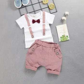 Léto, Děti, Kluci Luk Oblečení Sety Baby Gentleman kvalitní Krátké tričko + Kalhoty Batole Chlapec, Ležérní Oblečení, Děti Oblečení, Baby
