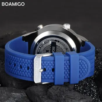 Muži Sportovní Hodinky BOAMIGO značky Módní Quartz Hodinky Analogové Digitální Hodinky Muži Gumové LED Vodotěsné Náramkové hodinky reloj hombre