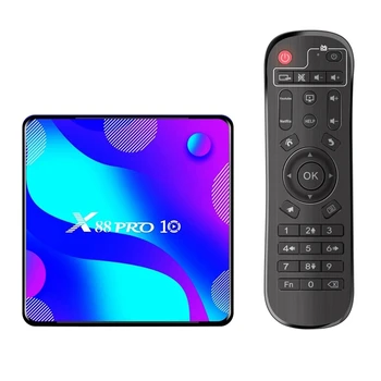 X88 PRO 10 Android 10.0 Smart TV Box UHD 4K Media Player RK3318 2GB/16GB 2.4 G/5G Dual-Band WiFi, BT4.0 100M LAN(EU Plug)