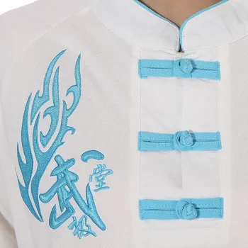 Taichi Krátký Rukáv T-shirt Unisex Výšivka Bojových Umění Kung-Fu Košile Letní Prodyšný Čínský Styl Přípravy Sportovní Topy